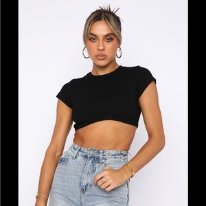 White Fox Call Me Back Ribbed Crop Tee